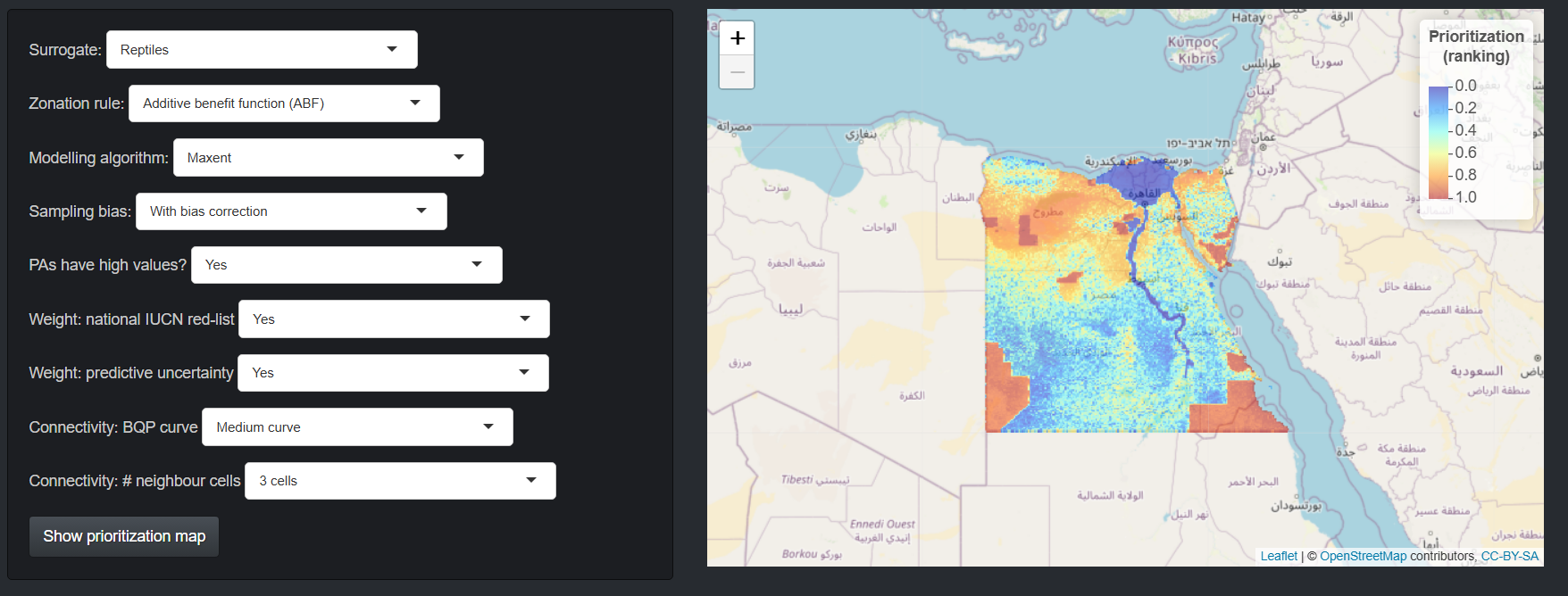 The distribution of the Egyptian fauna shiny app